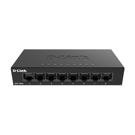 D-Link | Switch | DGS-108GL/E | Unmanaged | Desktop | 10/100 Mbps (RJ-45) ports quantity | 1 Gbps (RJ-45) ports quantity 8 | SFP